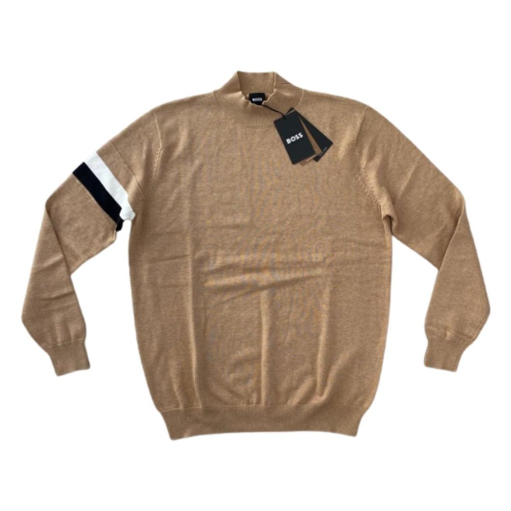 NWT Hugo Boss Men's Merino Wool Sweater With Signature Stripe S, M, XL, XXL